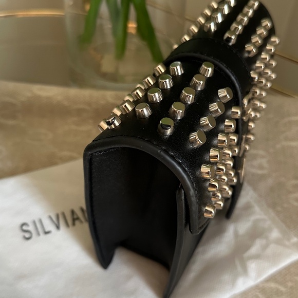 Silvian Heach Black Studded Crossbody NWOT - Picture 4 of 8